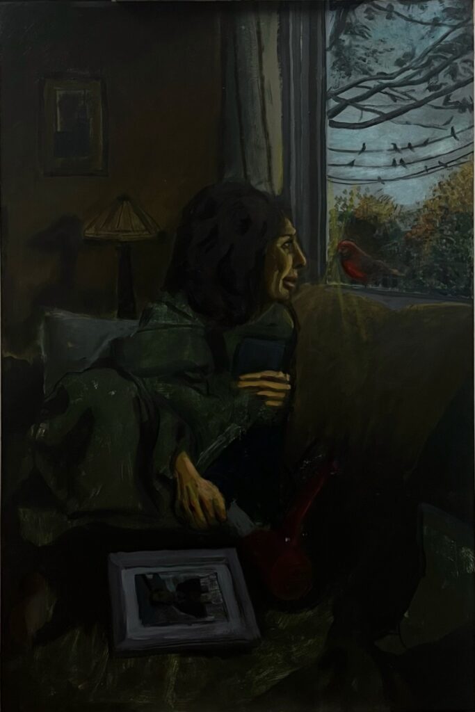 **painting**I can’t believe I’ve been touched by an angel with love, 2023, Oil and Acrylic on Panel. 24 x 40 inches