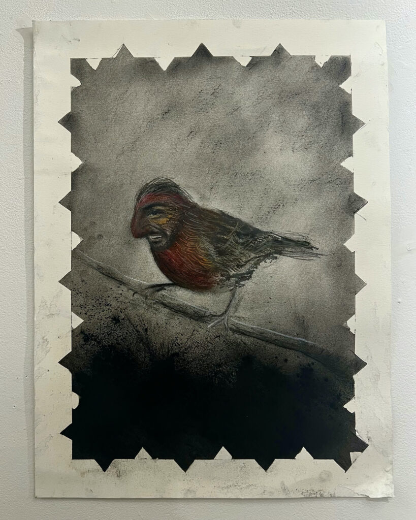 **DRAWING** He came to visit, 2022, Charcoal on Paper. 18 x 24 inches