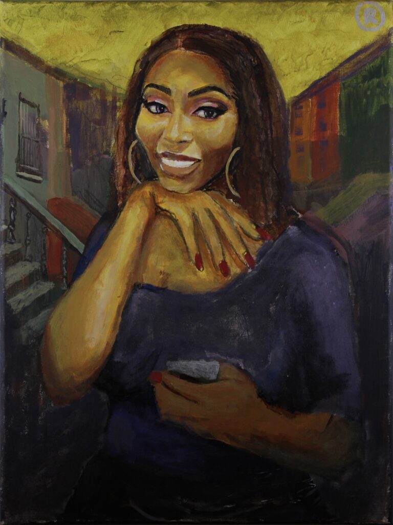 **painting** Mona Lisa of Brooklyn, 2021 Acrylic on Canvas 18 x 24″